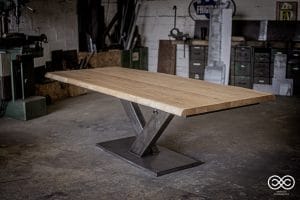 Lire la suite à propos de l’article TABLE PIED V À RALLONGES