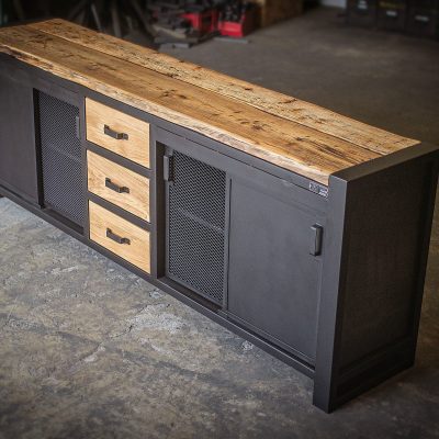 Enfilade vieux bois et portes coulissantes