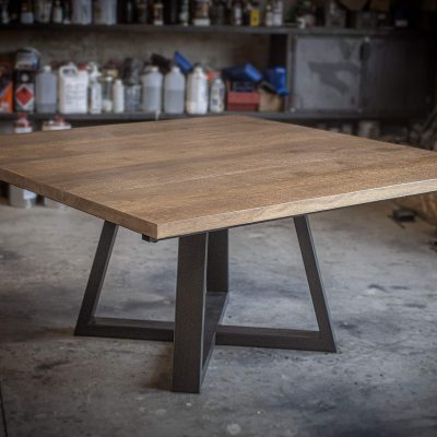 TABLE CARREE A RALLONGES - Metal et bois copie