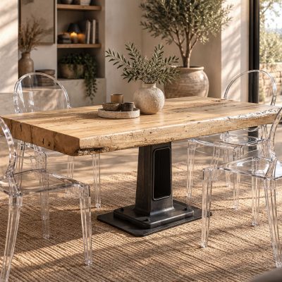 TABLE EN VIEILLE POUTRES - Mise en scène